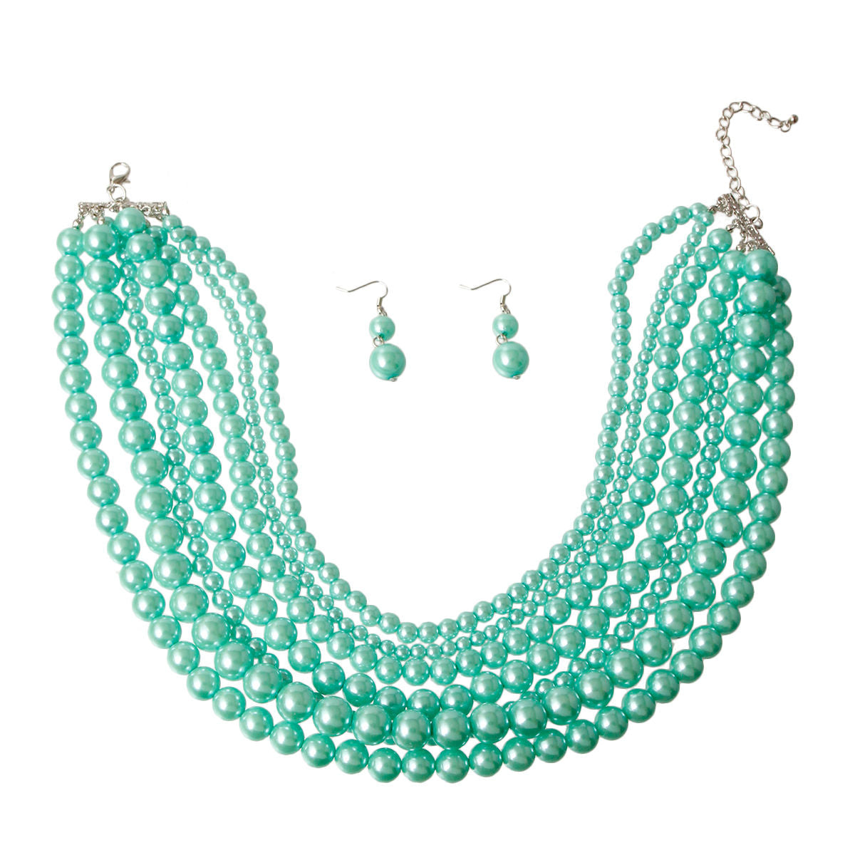 Pearl Necklace Set Stylish Trendy Mint Jewelry Accessory