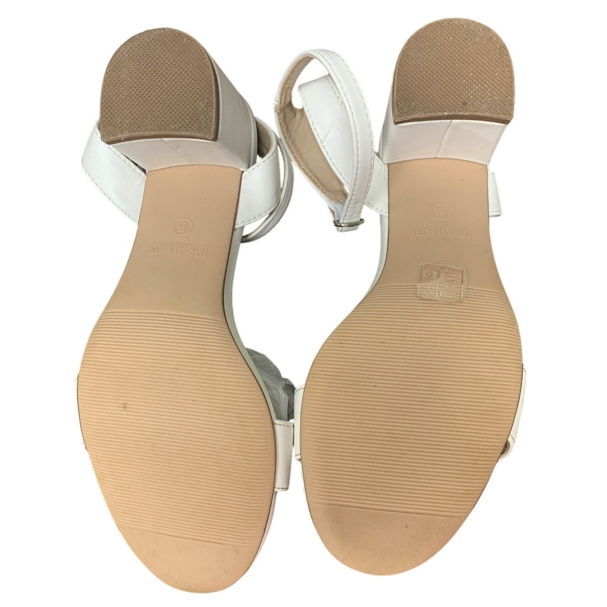 Dream Pairs Womens Size 8 White Open Toe 3" Chunky Heel Ankle Strap Sandal Shoes