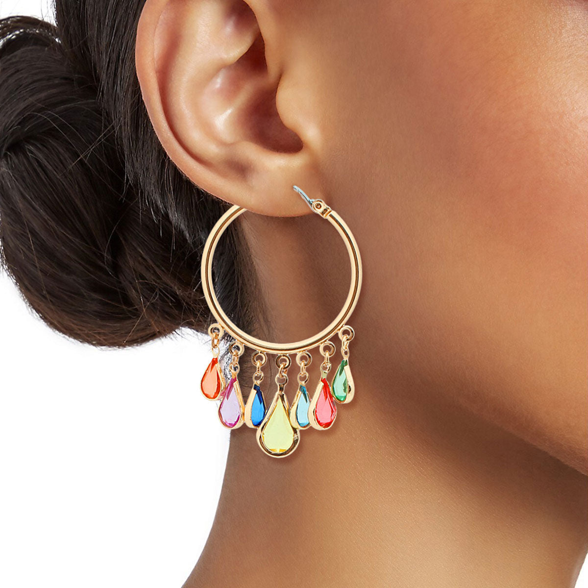Gold Teardrop Hoop Earrings Stylish Statement Jewelry