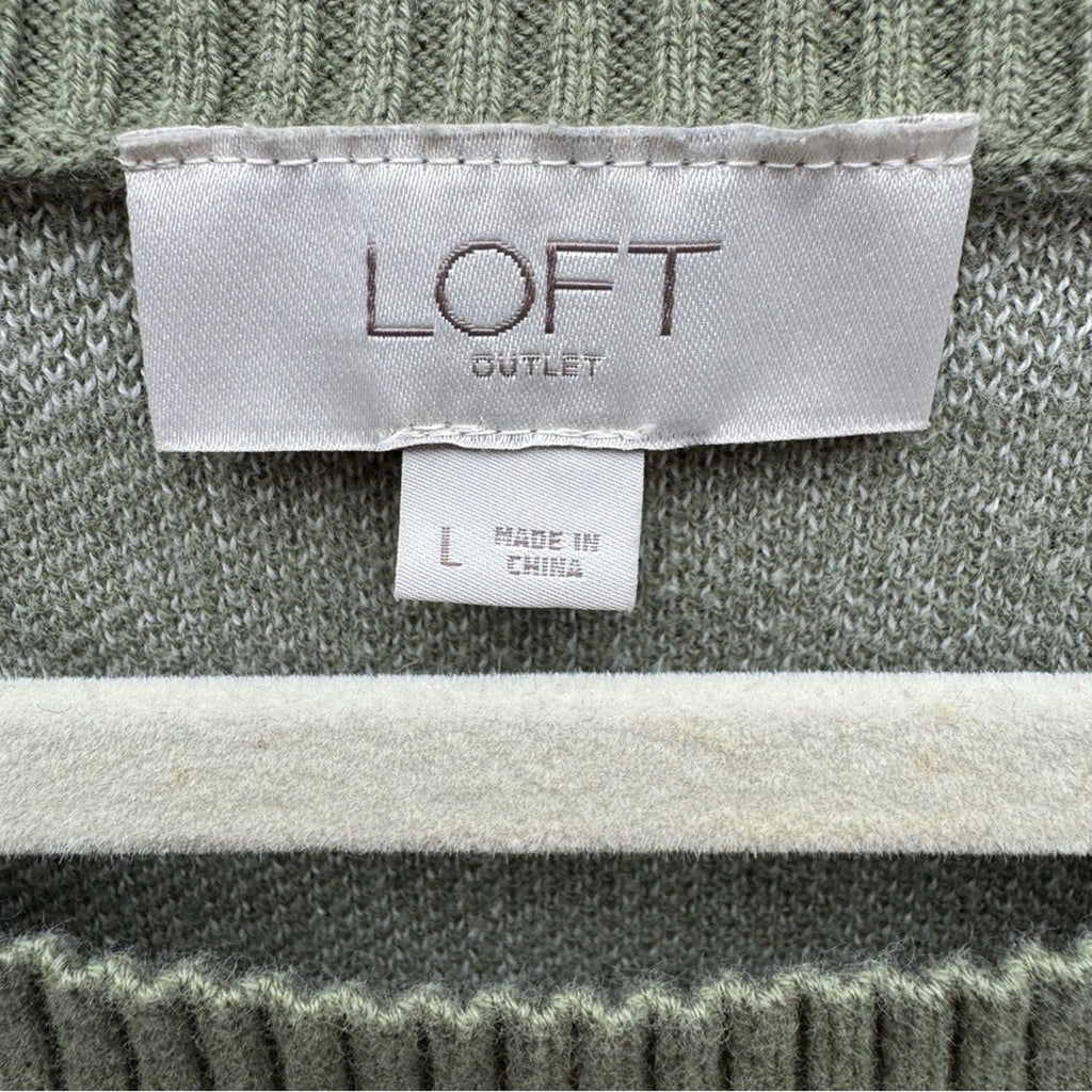 Loft Outlet Womens Large 100% Cotton Plaid 3/4 Sleeve Crew Neck Knit Sweater