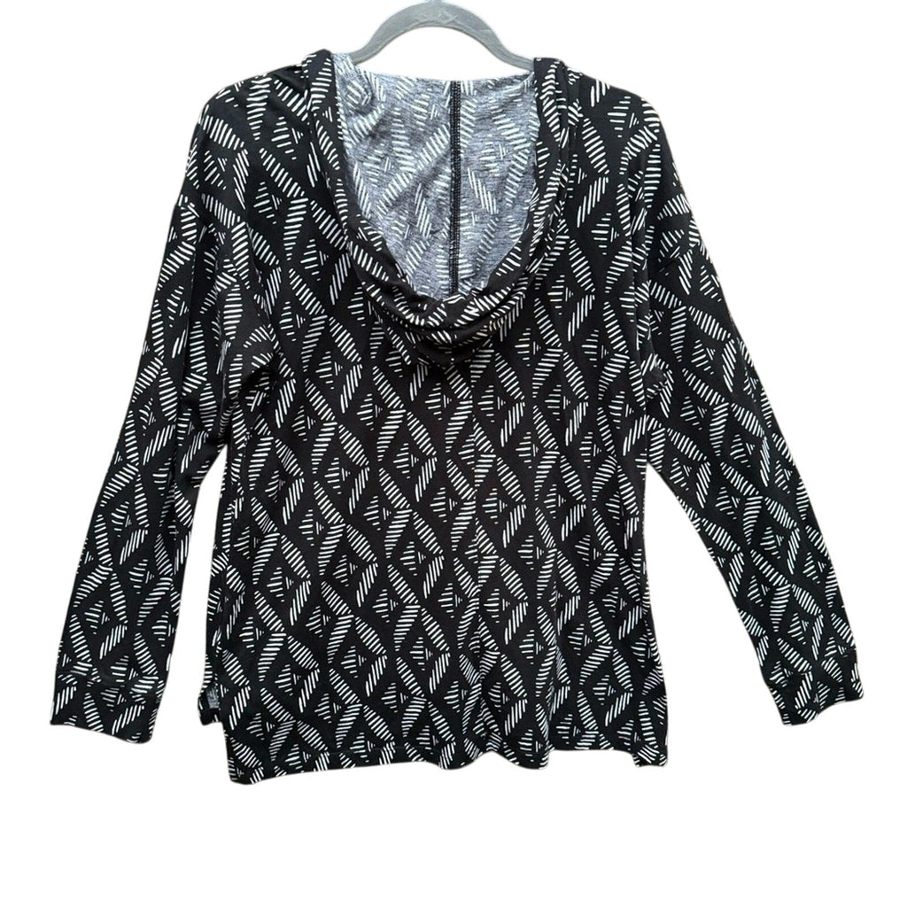 NWT New Cato Womens Large Patterned Long Sleeve Hooded Athletic Shirt