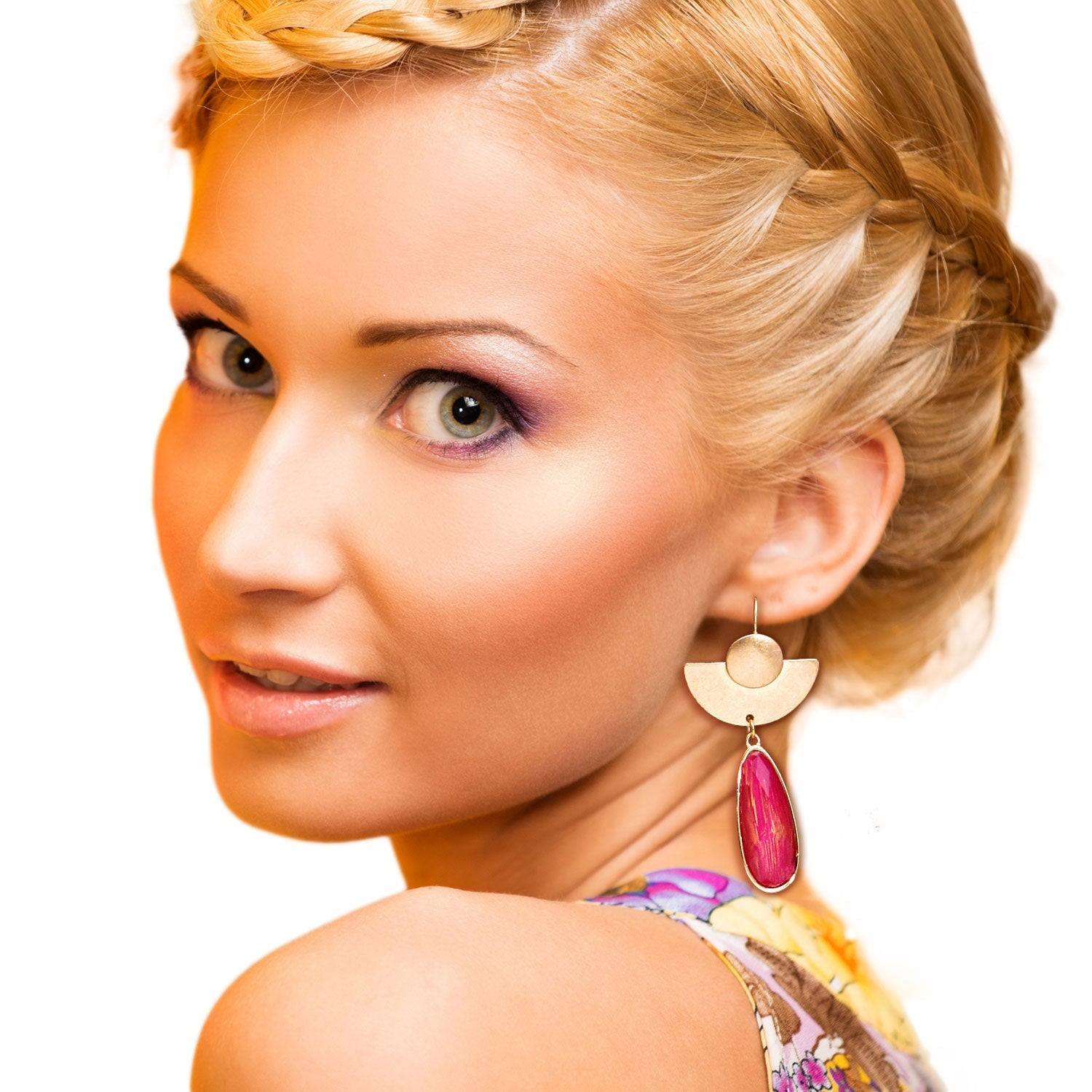 Teardrop Fish Hook Earrings Fuchsia Stylish Statement Jewelry