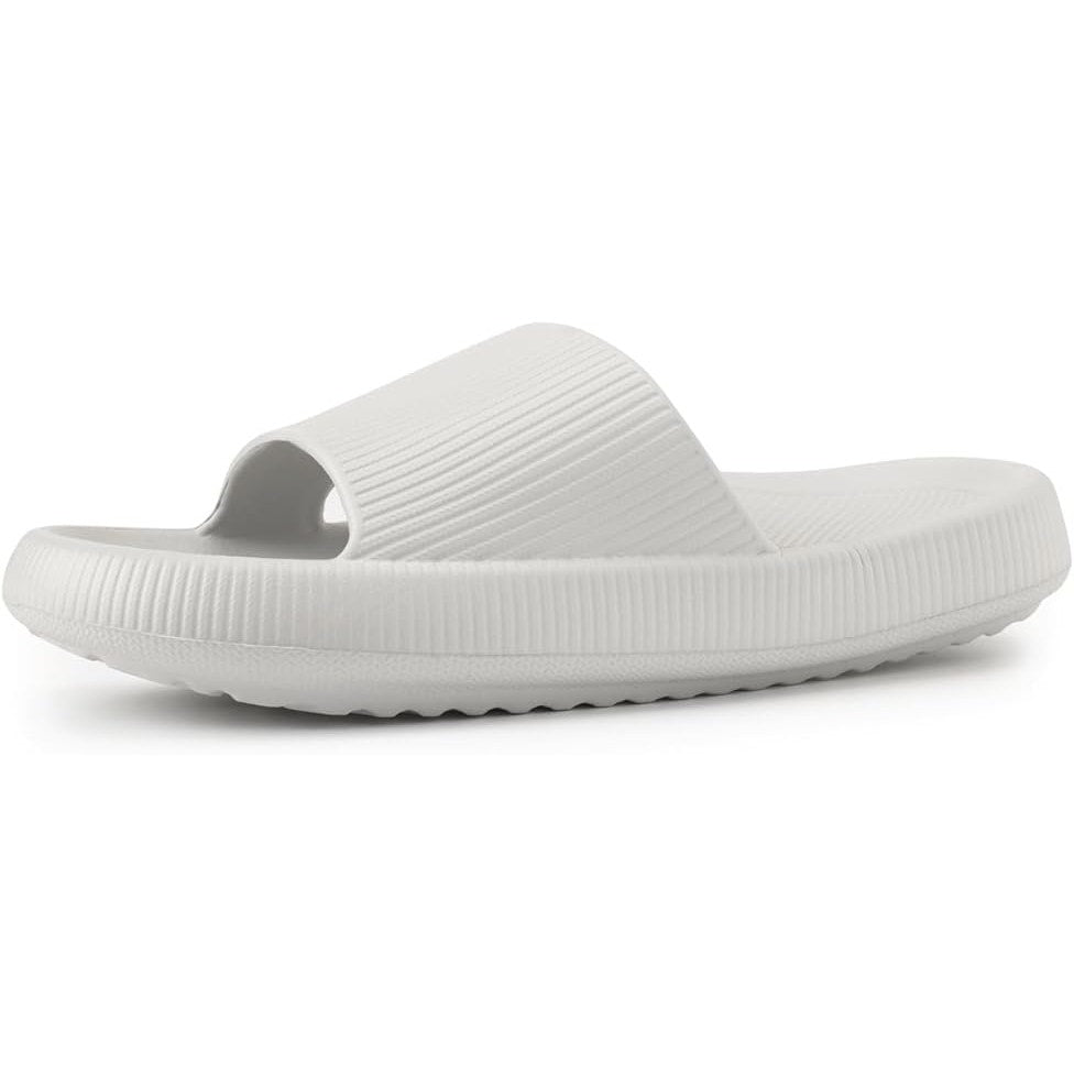 New Womens Size 8 Gray Arch Support Slide On Wide Strap Sandals Flip Flops Shoes