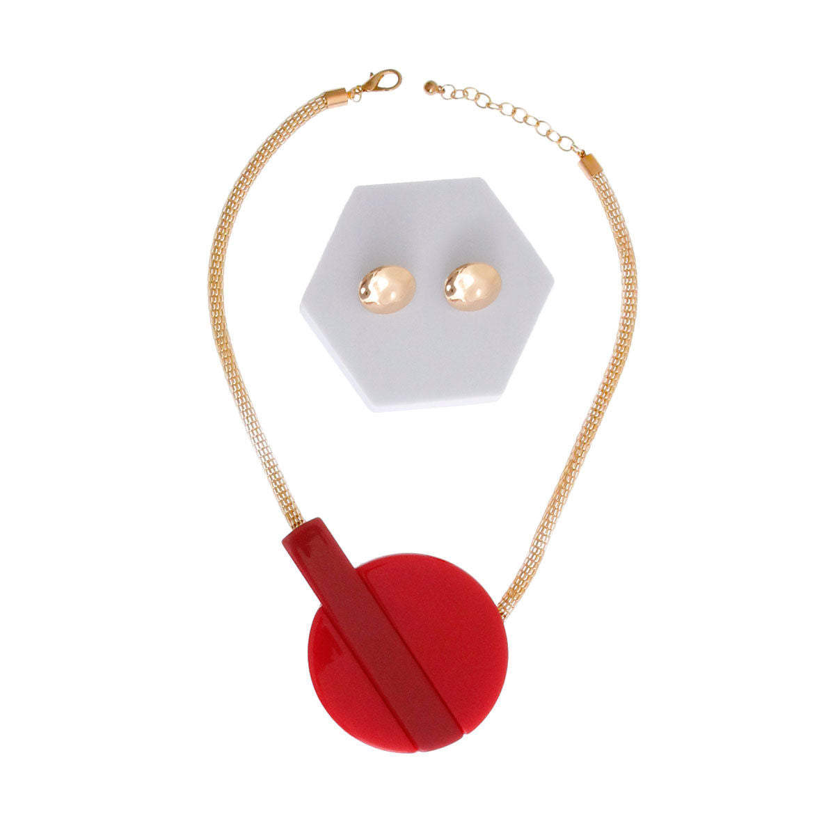 Statement Geometric Necklace Red Stylish Fashion Jewelry Accessory