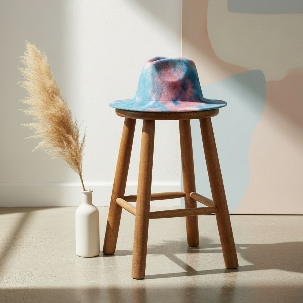 Women’s Fedora Hat Blue Pink Tie Dye Trendy Fashion Accessory