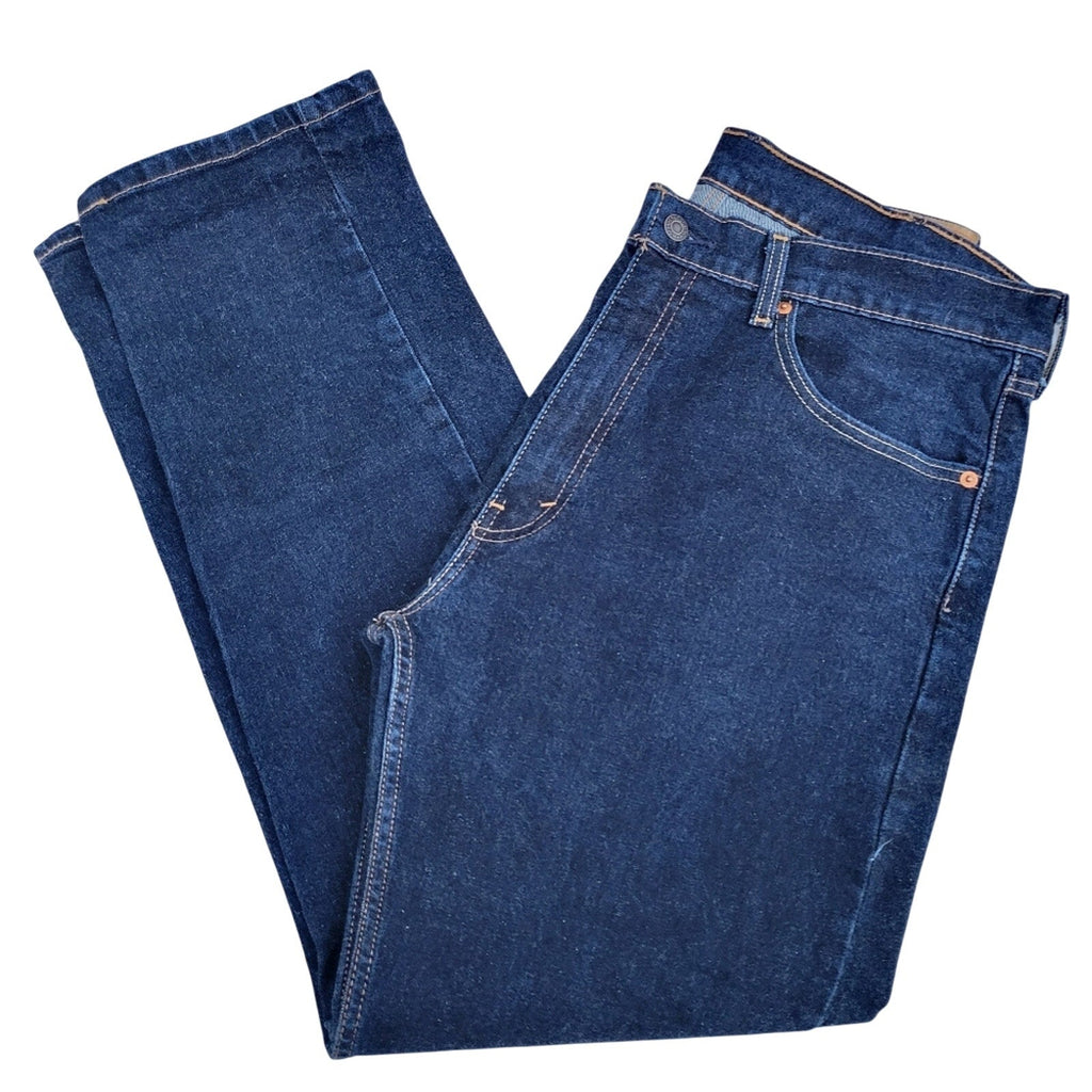 Levi Strauss & Co Levi's 505 Mens 38X32 Dark Wash Cotton Blend Denim Blue Jeans