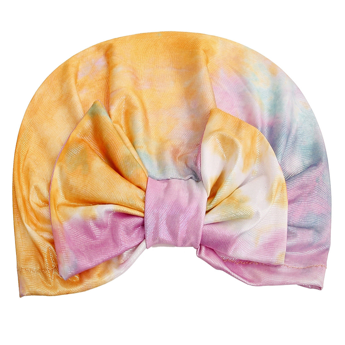 Fashionable Yellow Tie Dye Bow Turban Headband Accessory