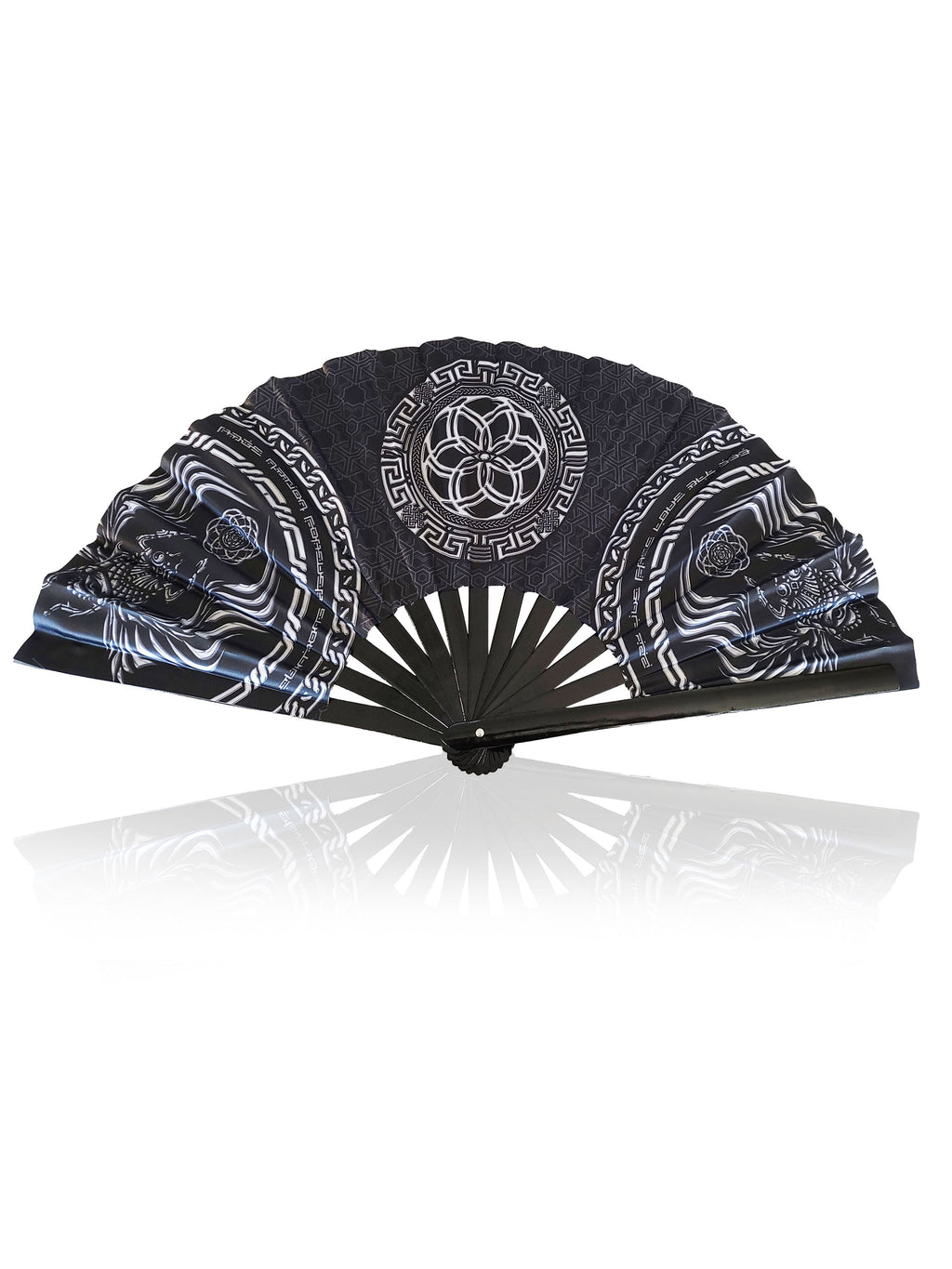 FOREVER EVOLVING SCARAB ✦ BLACK/WHITE Bamboo Fan