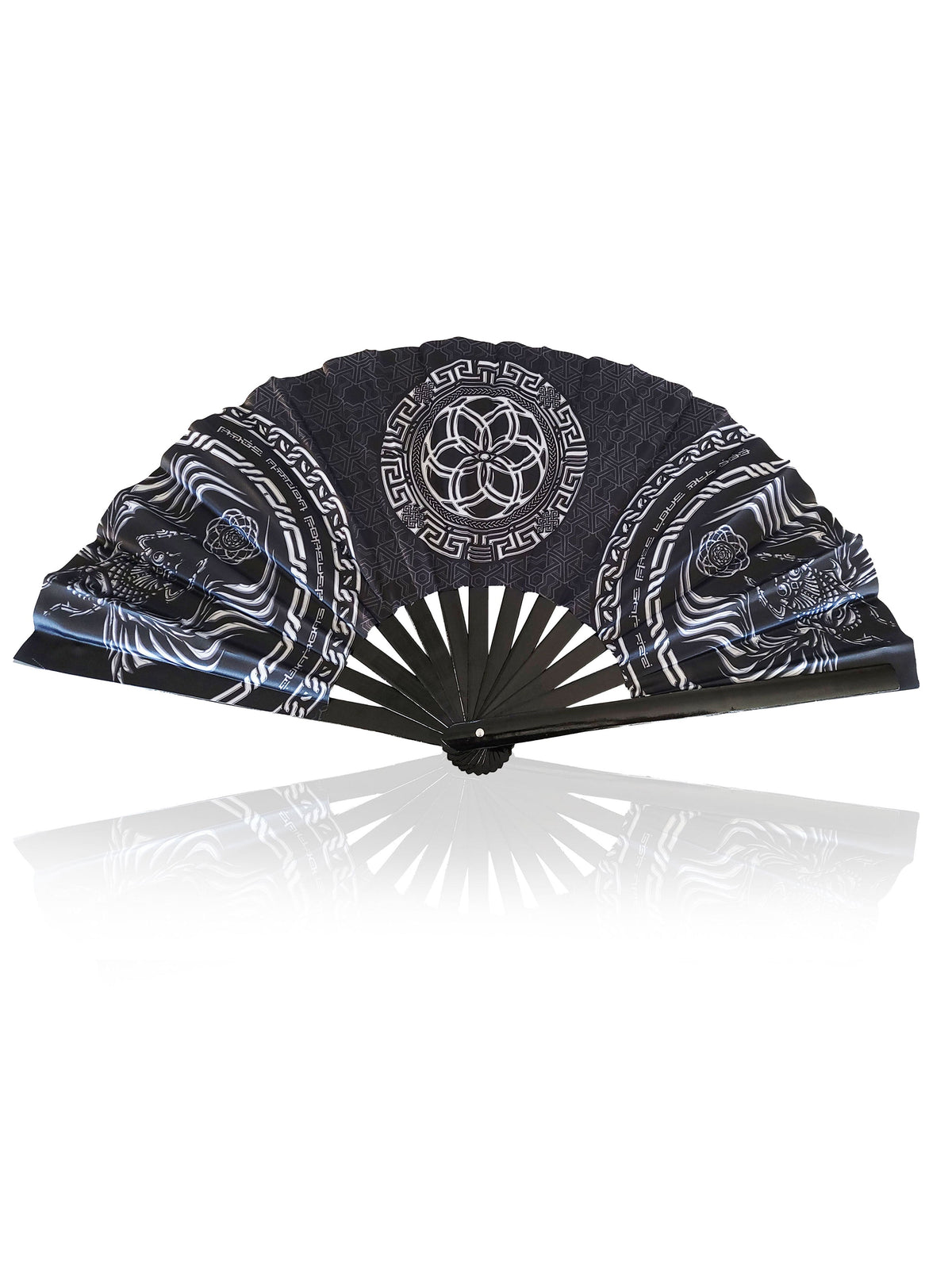 FOREVER EVOLVING SCARAB ✦ BLACK/WHITE Bamboo Fan