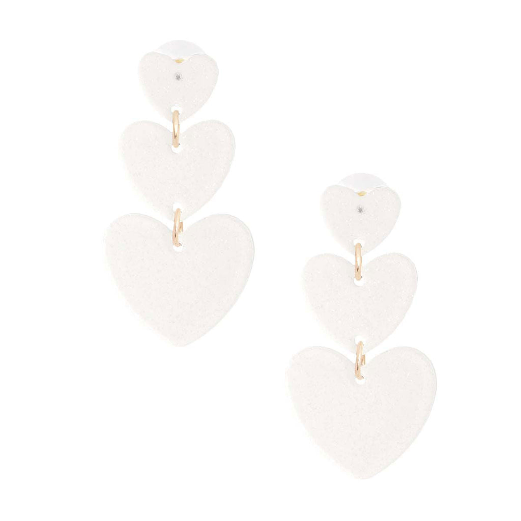 Statement White Graduated Triple Earrings Stylish Layered Jewelry Accessory