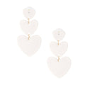 Statement White Graduated Triple Earrings Stylish Layered Jewelry Accessory