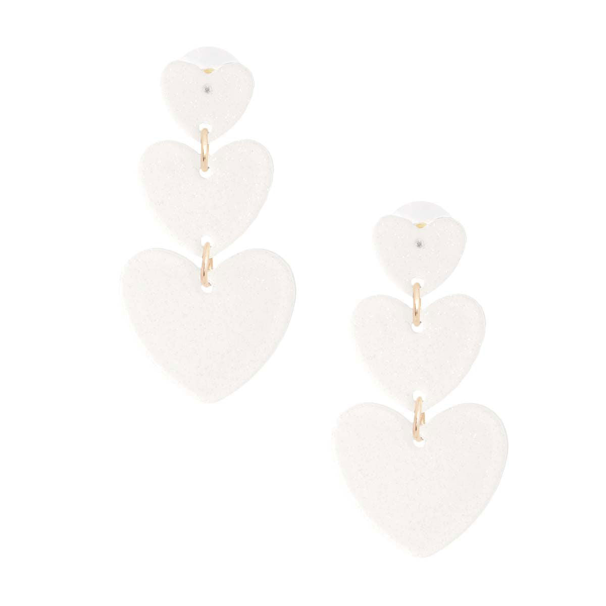 Statement White Graduated Triple Earrings Stylish Layered Jewelry Accessory
