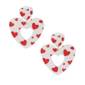 Heart Earrings White and Red Glitter Stylish Statement Jewelry