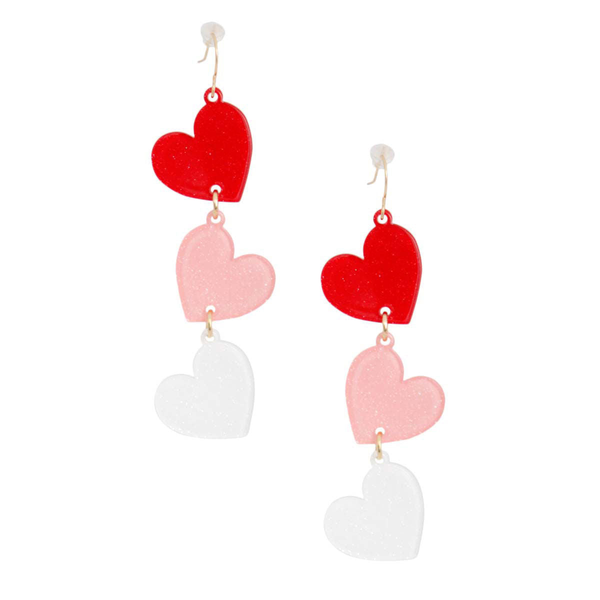 Triple Link Heart Earrings Multi Layered Statement Jewelry