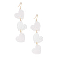 Triple Link Heart Earrings White Stylish Statement Jewelry