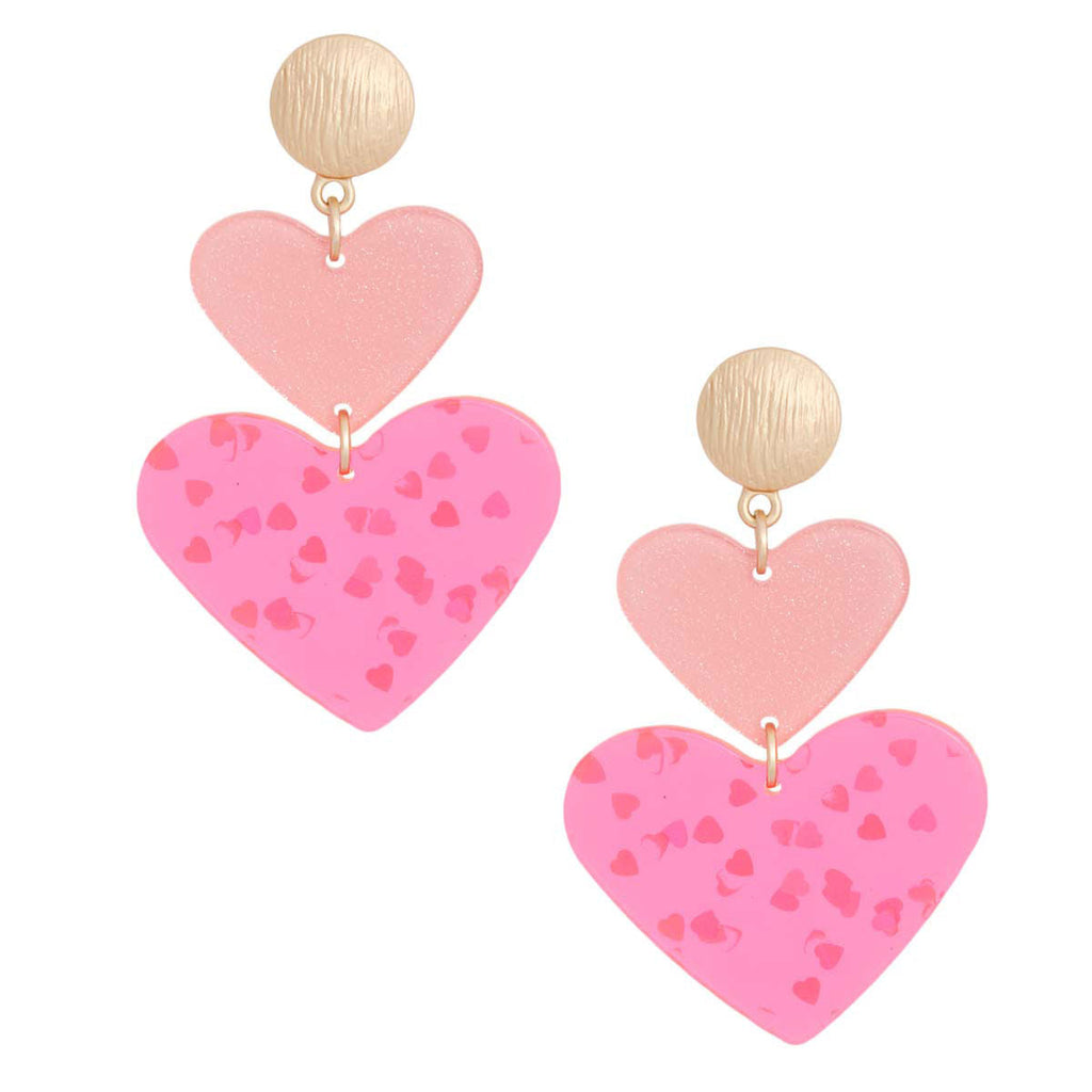 Double Heart Earrings Pink Stylish Fashion Jewelry Accessory