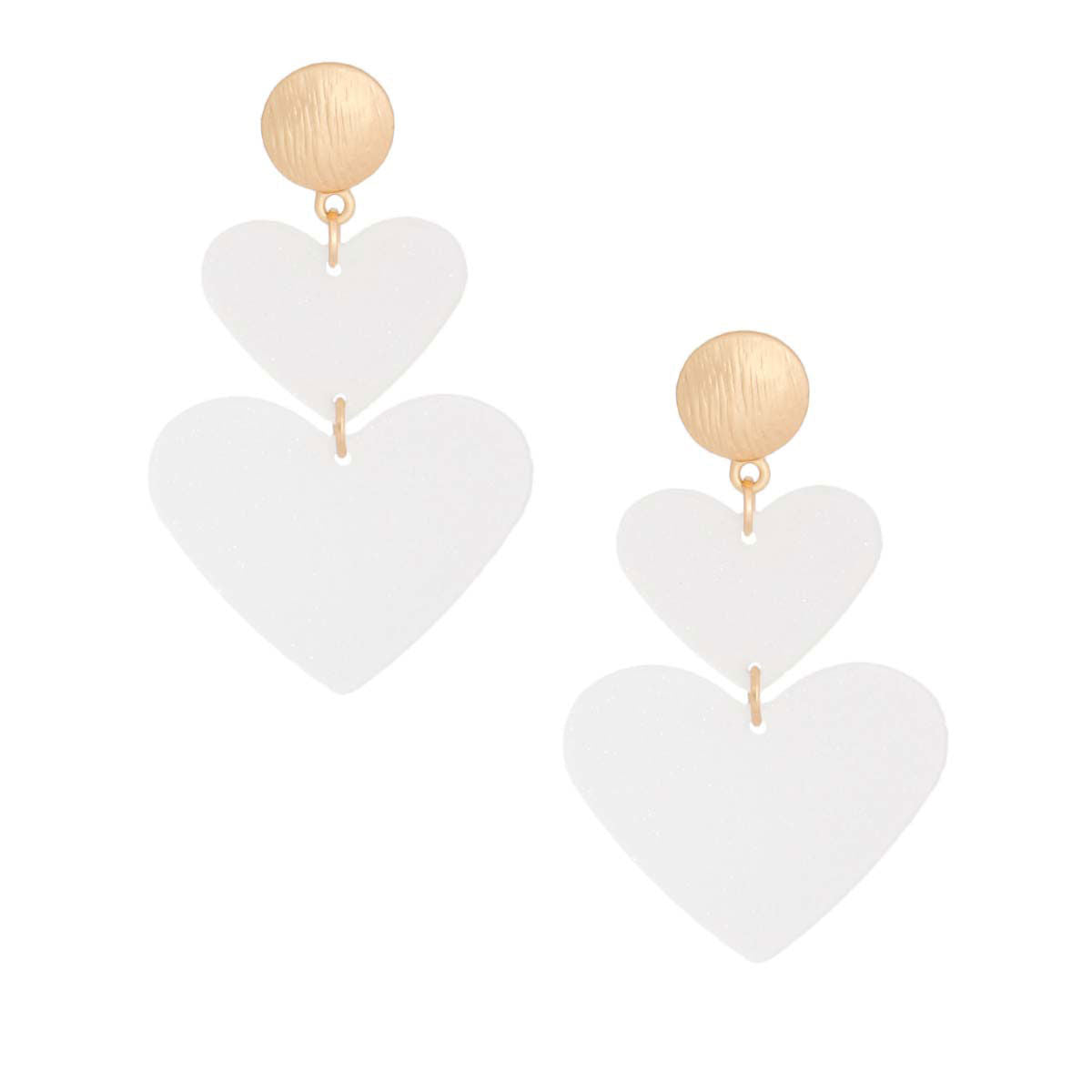 Double Heart Earrings White Stylish Chic Jewelry Accessory