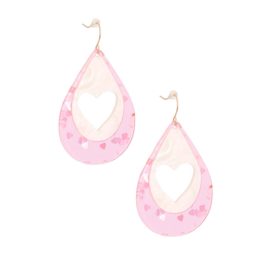 Teardrop Heart Earrings Light Pink Stylish Fashion Jewelry