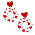 Heart Shaped White Hexagon Earrings Stylish Fashion Jewelry