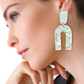 Drop Earrings Turquoise Marbled Clay Stylish Statement Jewelry