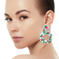 Strawberry Donut Statement Earrings in Light Blue Clay – Trendy Fashion Jewelry
