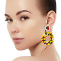 Strawberry Donut Statement Earrings in Yellow Clay – Trendy Fashion Jewelry