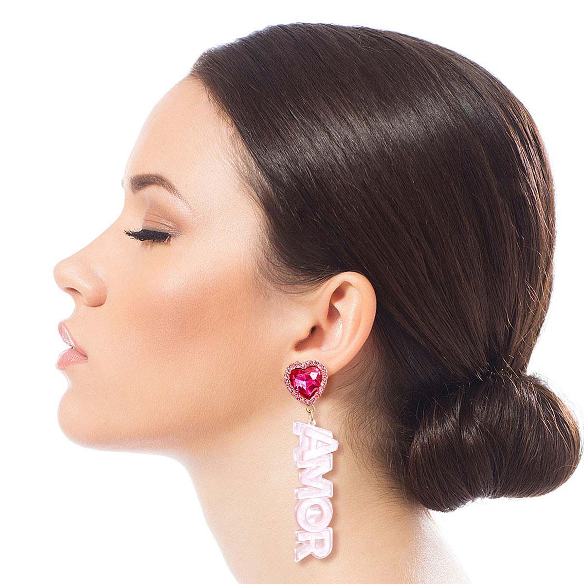 Heart Earrings Light Pink Stylish Fashion Jewelry