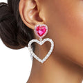 Cutout Heart Earrings Silver Pink Stylish Fashion Jewelry