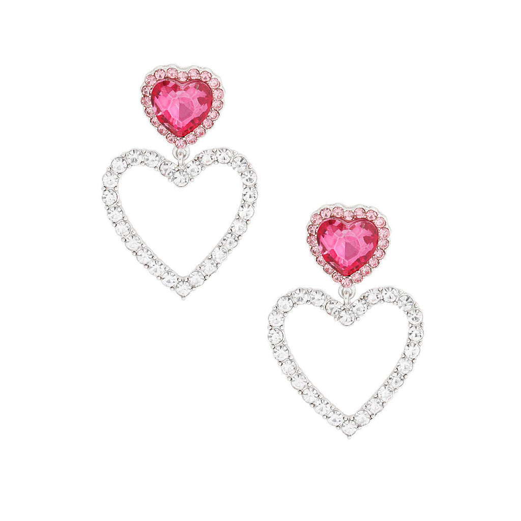 Cutout Heart Earrings Silver Pink Stylish Fashion Jewelry