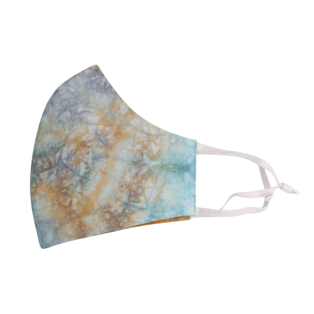 Fashion Face Mask Blue and Yellow Tie Dye Trendy Casual Accessory