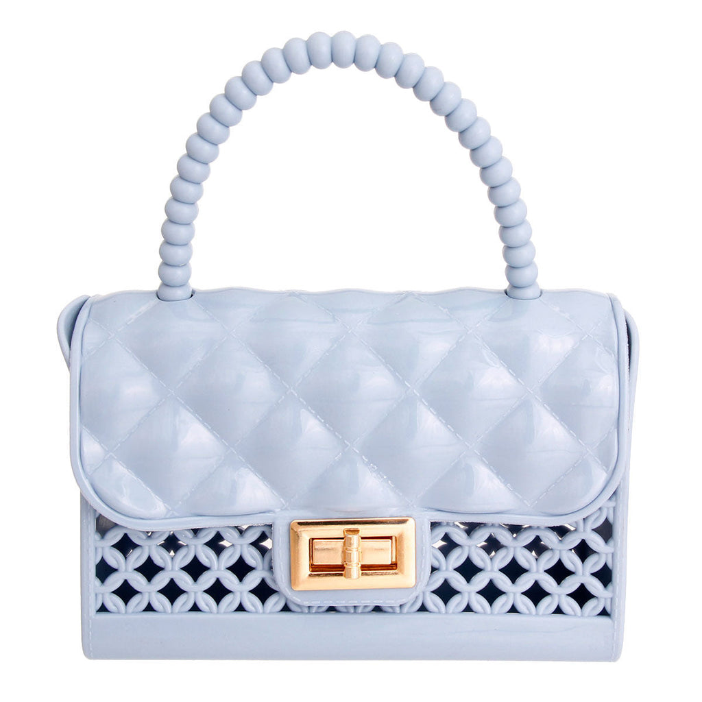Fashion Handbag Light Blue Jelly Mini Crossbody Top Handle Stylish Chic