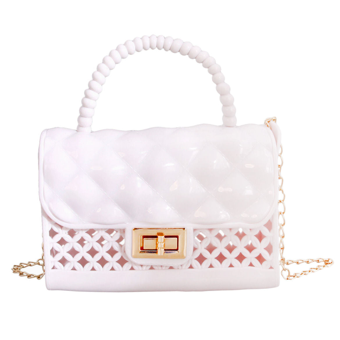 Mini White Jelly Top Handle Crossbody Bag Stylish Chic Accessory