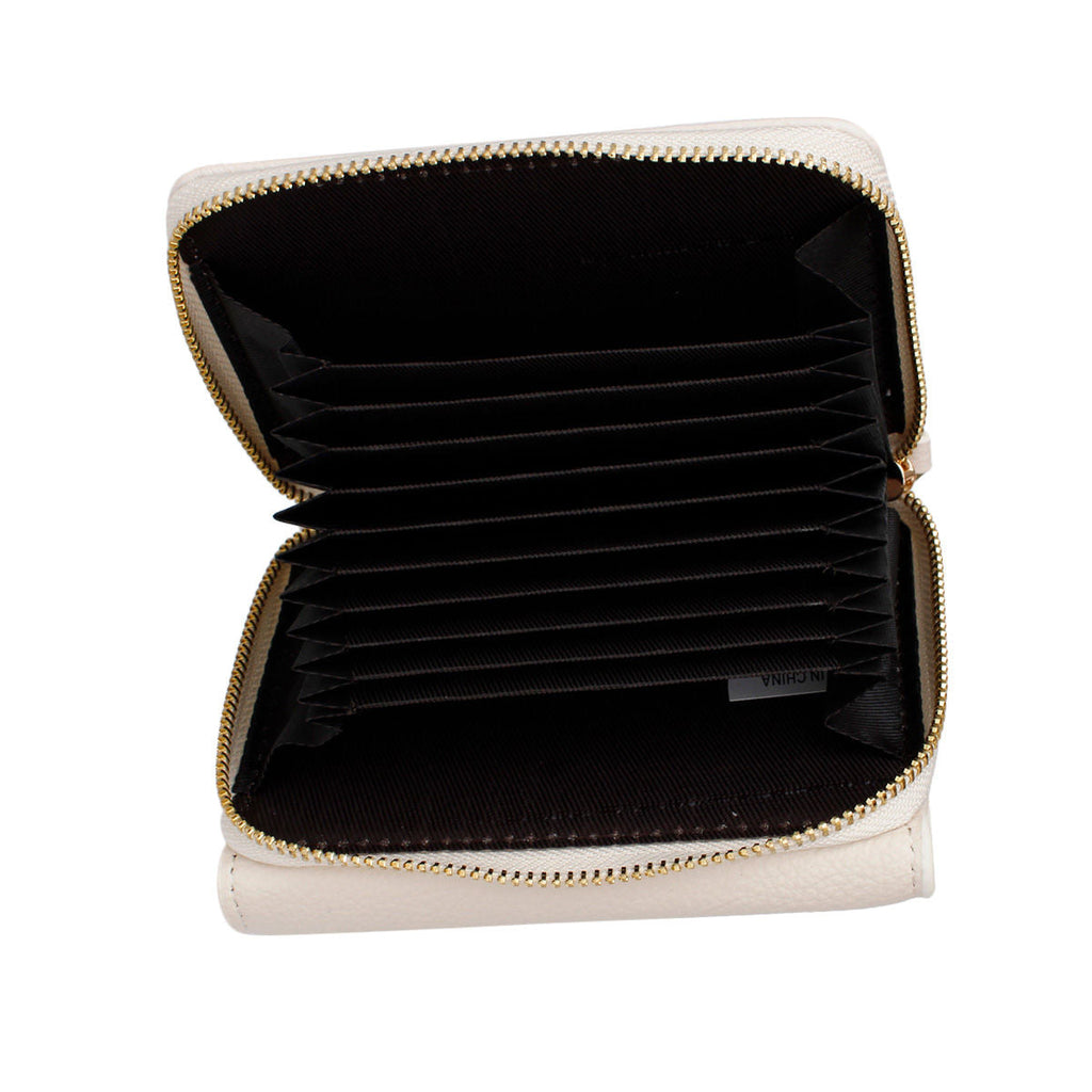Women’s Accordion Wallet Beige Snap Cardholder Stylish Chic Accessory