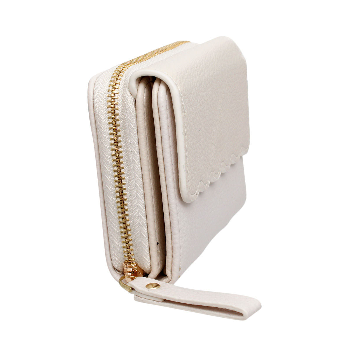 Women’s Accordion Wallet Beige Snap Cardholder Stylish Chic Accessory