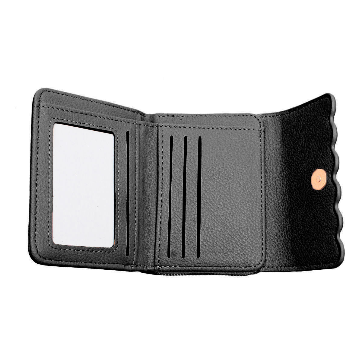 Women’s Accordion Wallet Black Snap Cardholder Stylish and Chic