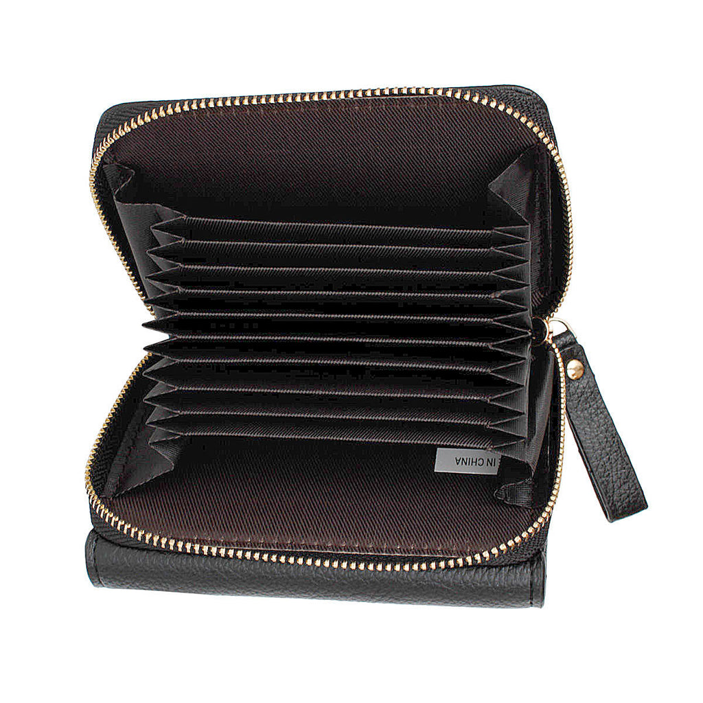 Women’s Accordion Wallet Black Snap Cardholder Stylish and Chic