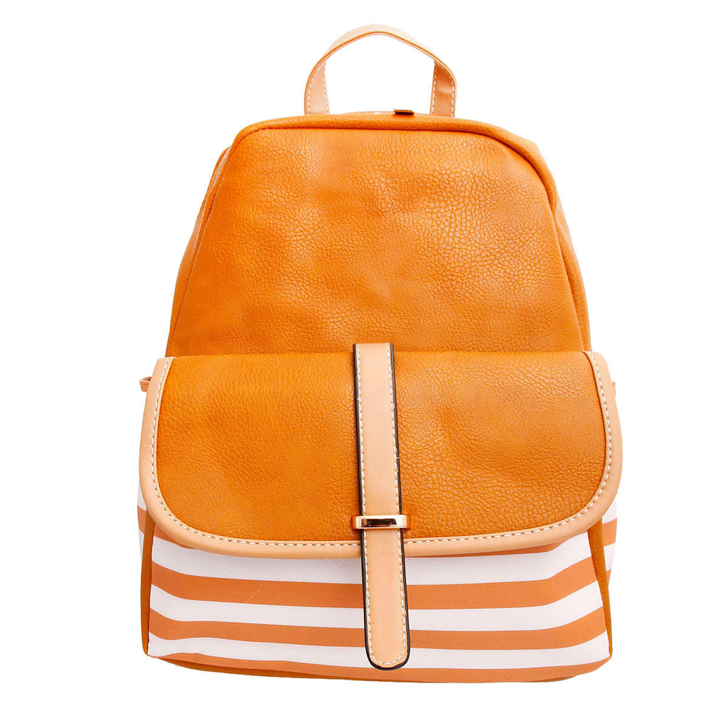 Backpack Mustard and White Stripe Stylish Casual Accessory
