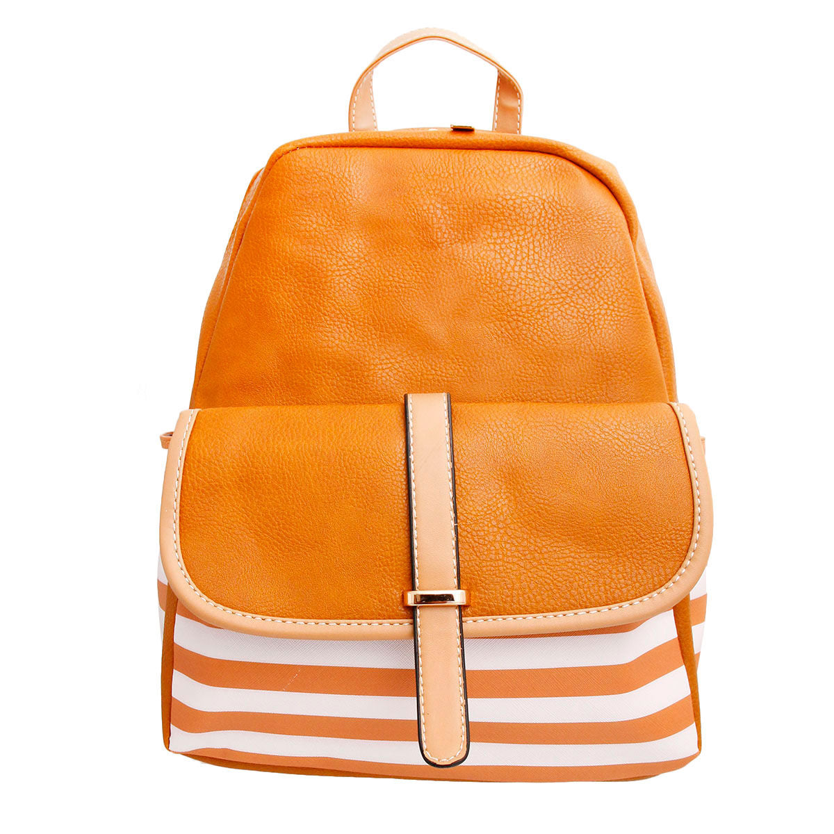 Backpack Mustard and White Stripe Stylish Casual Accessory