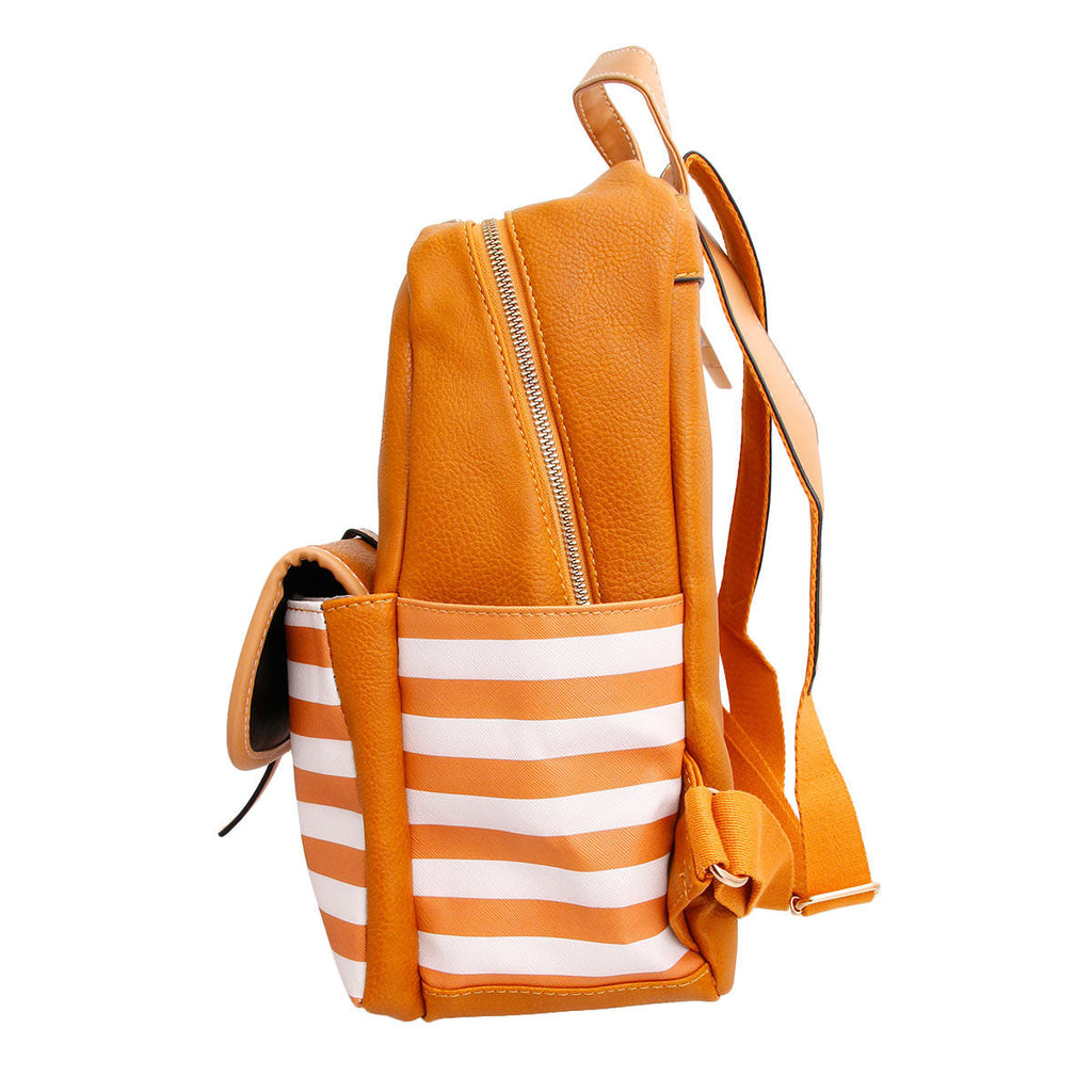Backpack Mustard and White Stripe Stylish Casual Accessory