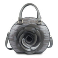 Fashion Handbag Round Grey Croc Flower Bag for Women Stylish Chic Accessory