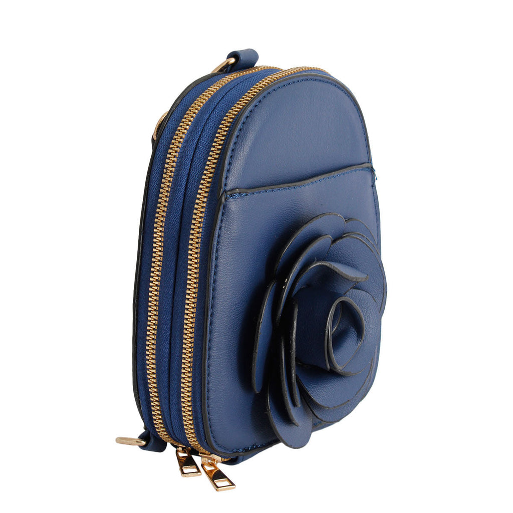 Mini Backpack Navy Floral Stylish Casual Fashion Accessory