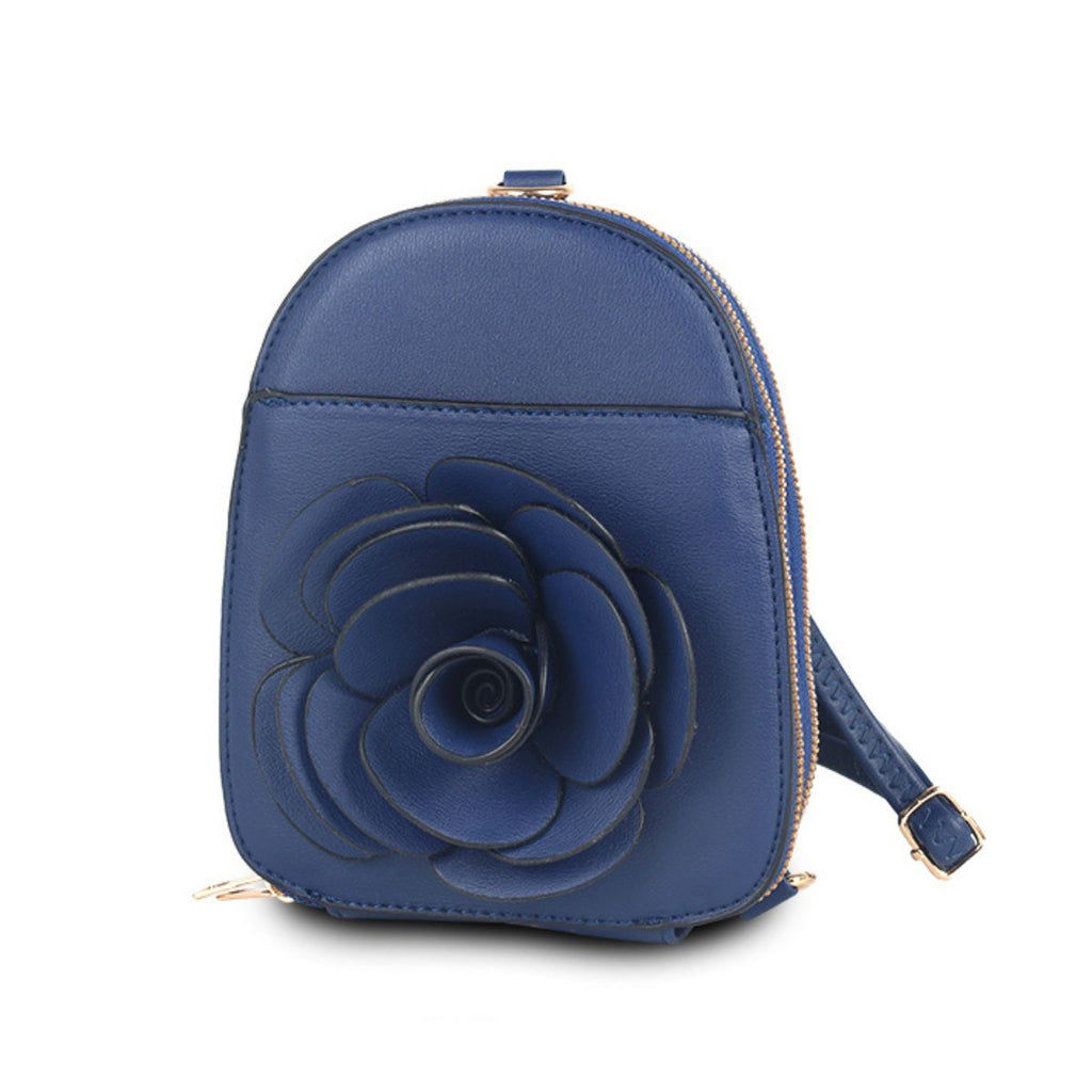 Mini Backpack Navy Floral Stylish Casual Fashion Accessory