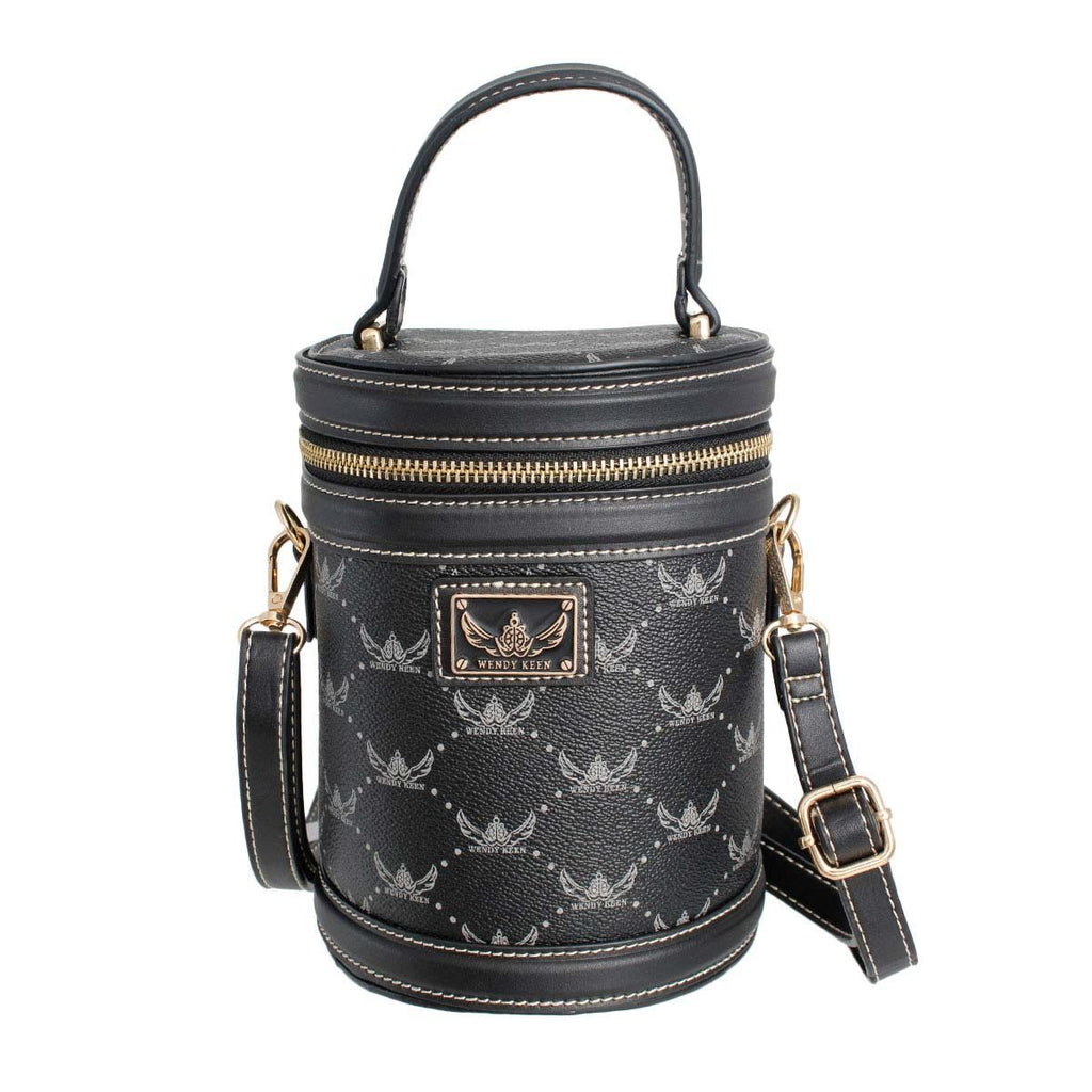 Fashion Handbag Black Barrel Clutch with Top Handle – Stylish Statement Accessory