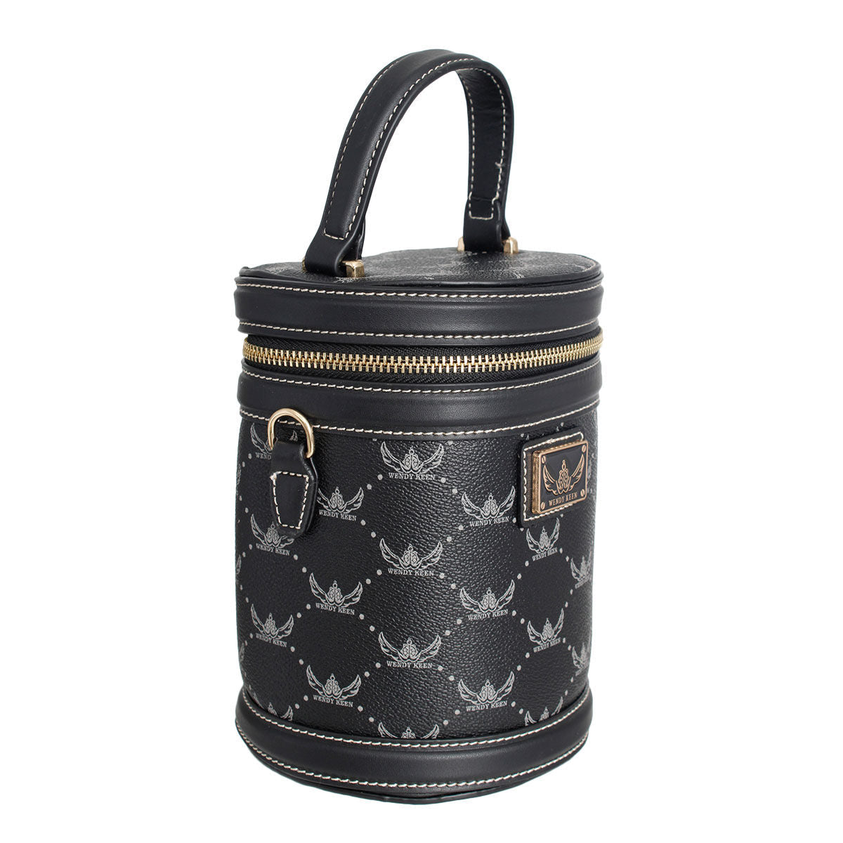 Fashion Handbag Black Barrel Clutch with Top Handle – Stylish Statement Accessory