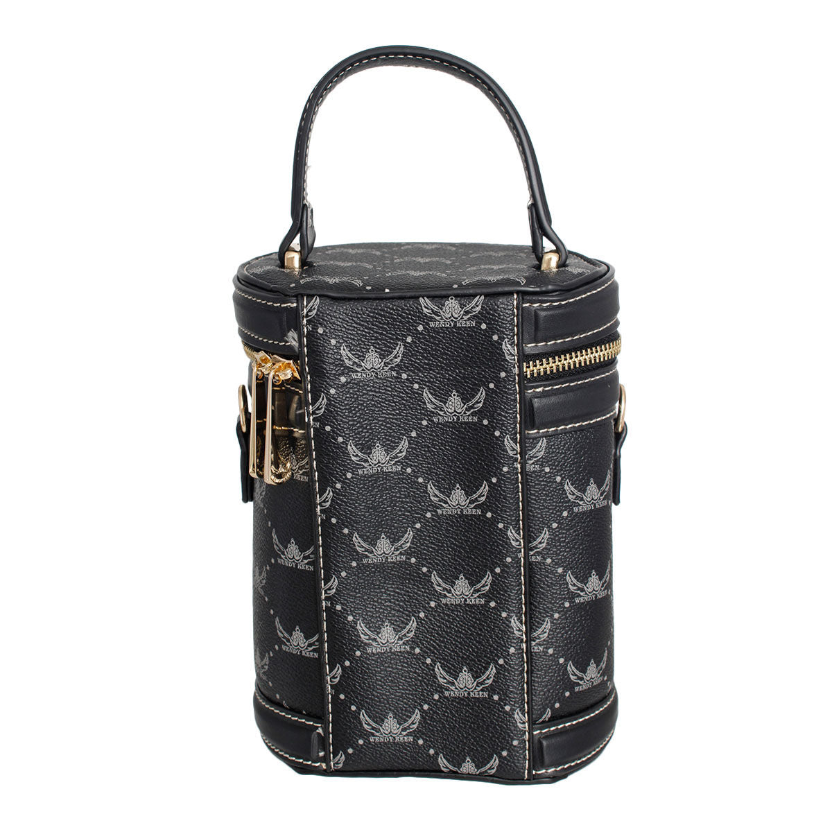 Fashion Handbag Black Barrel Clutch with Top Handle – Stylish Statement Accessory
