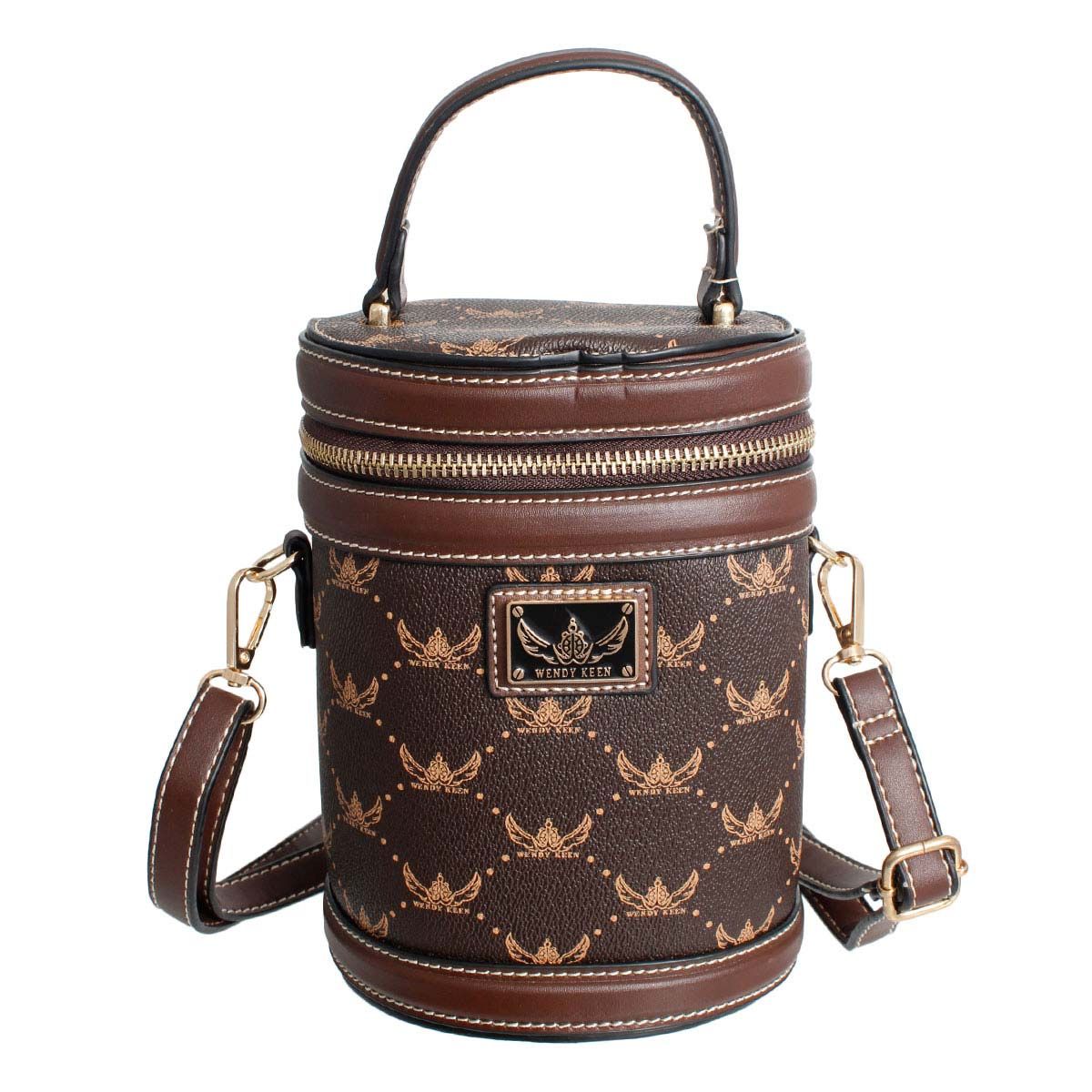 Fashion Handbag Dark Brown Top Handle Barrel Clutch Stylish Chic Accessory