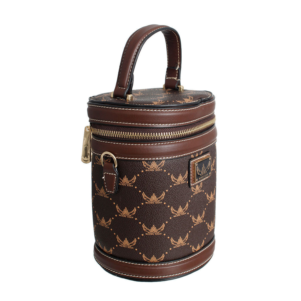 Fashion Handbag Dark Brown Top Handle Barrel Clutch Stylish Chic Accessory