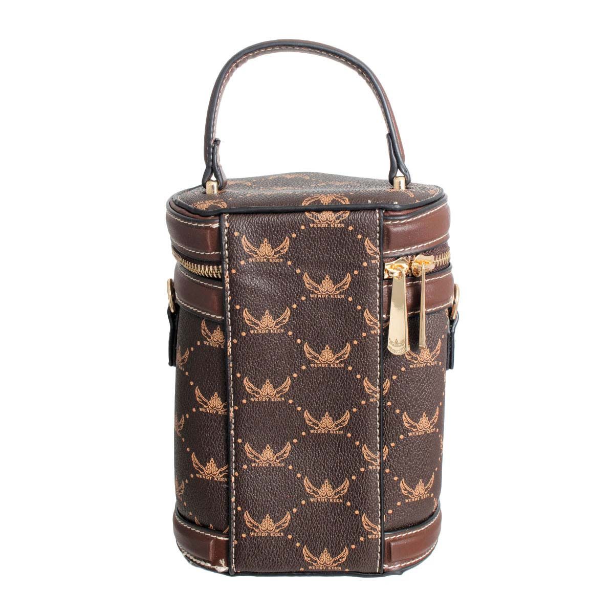 Fashion Handbag Dark Brown Top Handle Barrel Clutch Stylish Chic Accessory