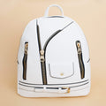 Women’s Medium Moto Backpack with White Zipper – Stylish Casual Bag