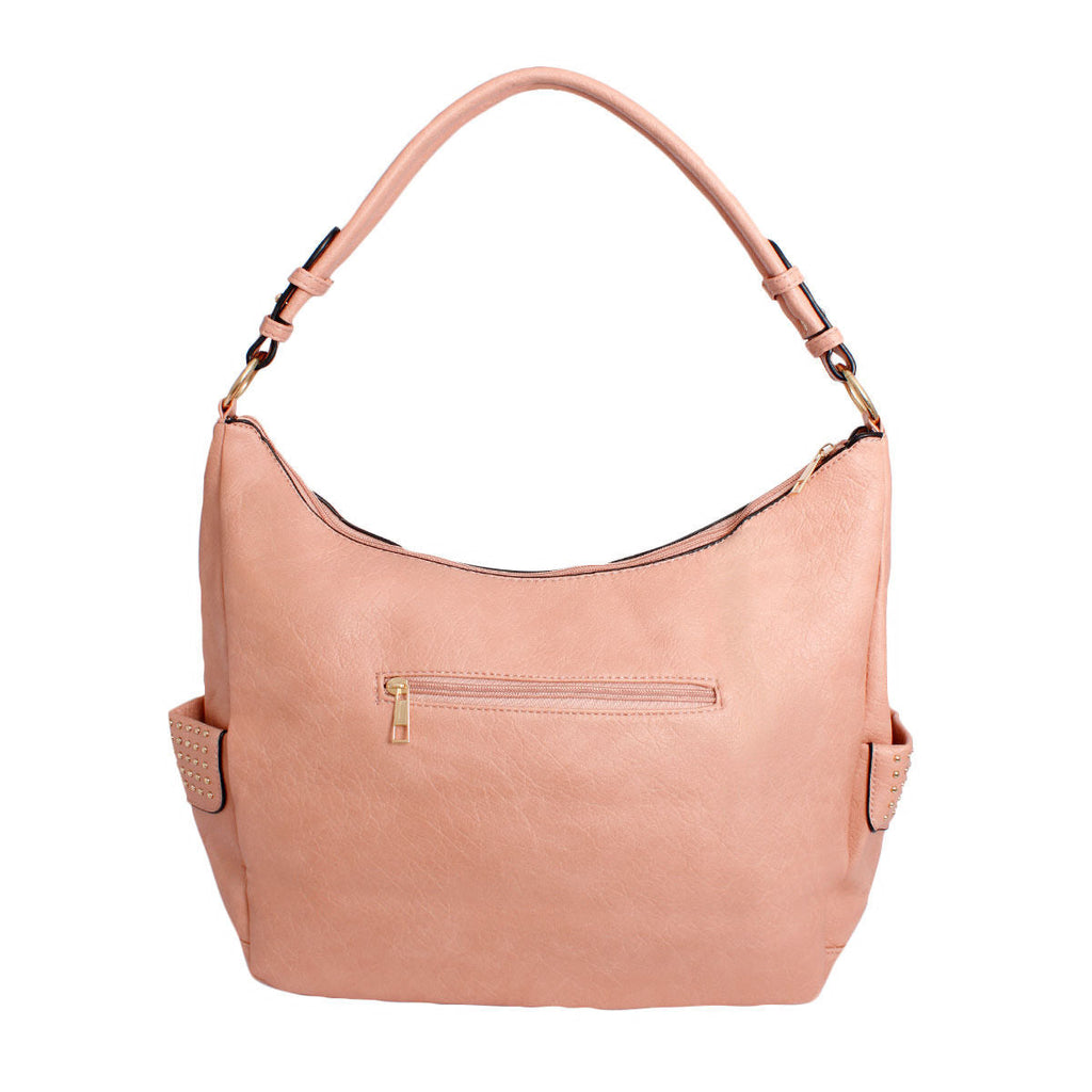 Fashion Handbag Pink and Gold Studded Hobo Bag for Women Stylish Chic Accessory